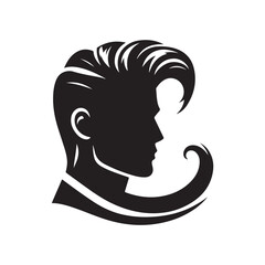 Black Color Man Hairstyle silhouette design Vector Illustration, Solid White Background 15.eps