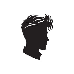 Black Color Man Hairstyle silhouette design Vector Illustration, Solid White Background 24.eps