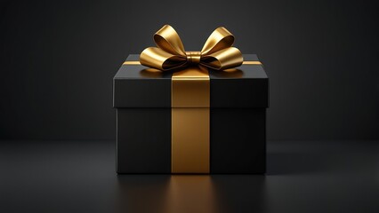 Free Photo Black Friday sale is a gold gift box and ballon with a black background	