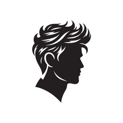 Black Color Man Hairstyle silhouette design Vector Illustration, Solid White Background 35.eps