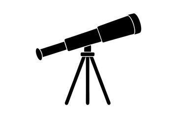 Telescope icon vector silhouette on white background