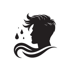 Black Color Man Hairstyle silhouette design Vector Illustration, Solid White Background 36.eps