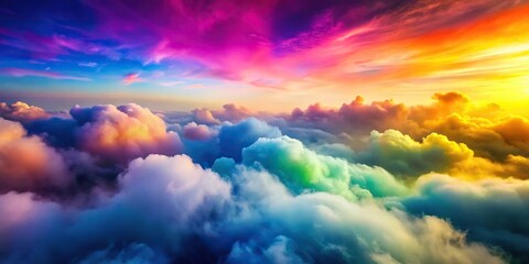 Obraz premium Colorful gradient background with foggy blurry clouds from high angle