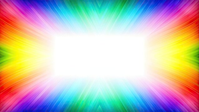 Colorful rainbow pattern background with black and white border, symmetrical design