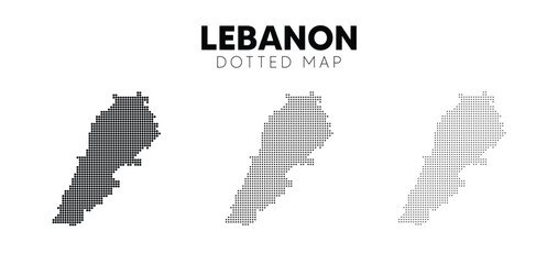 set of Lebanon dotted map on white isolated vector