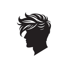 Black Color Man Hairstyle silhouette design Vector Illustration, Solid White Background 44.eps