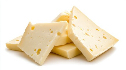 Slices of havarti cheese with its distinct holes placed artfully