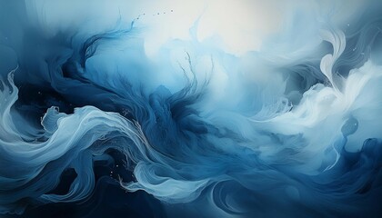 Obraz premium a blue and white image of smoke and water the image has a dreamy ethereal quality to it as if it were a painting or a photograph
