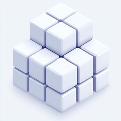 Obraz premium Abstract arrangement of glossy white cubes, creating a modern geometric structure.