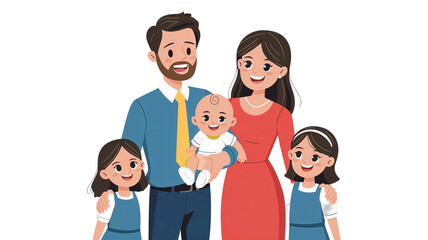 Fototapeta premium full illustration of a happy family on a transparent background, png