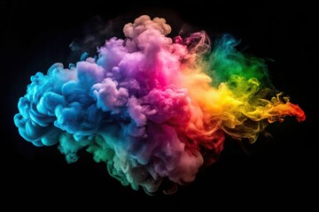 Obraz premium Colorful smoke explosion on black background