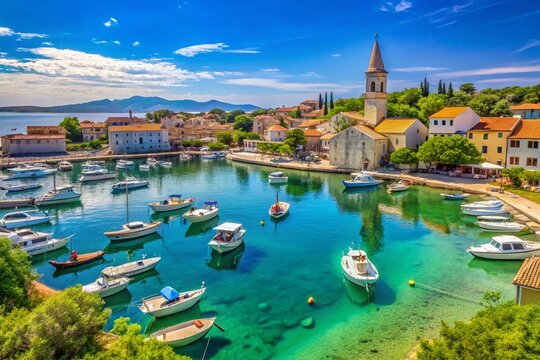 Stunning Summer View of Pakostane Harbor Waterfront in Dalmatia, Croatia - Panoramic Photography