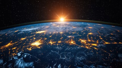 Obraz premium Majestic sunrise over earth a cosmic perspective of our planet