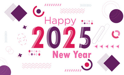 happy new year 2025 latest ,Calligraphy and background style Creative Greeting card banner for 2025.Latest Vector illustration. Unique design .