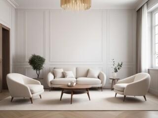 Fototapeta premium Modern living room with grey couch