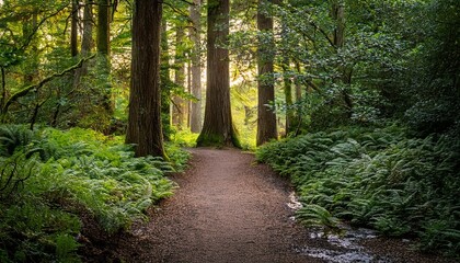 Fototapeta premium fork in pathway through a wood