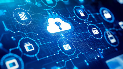 Home Network Cybersecurity Concept with Secure Cloud Connection
