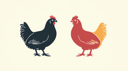 Fototapeta premium Hen logo icon silhouette chicken poultry. Minimalist Silhouette. Illustration