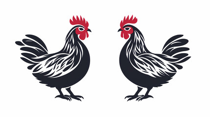 Fototapeta premium Hen logo icon silhouette chicken poultry. Minimalist Silhouette. Illustration