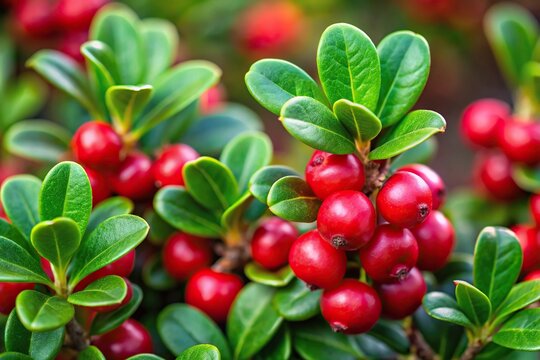 Plant with medicinal properties leaves ripe berries bearberry Arctostaphylos uva ursi