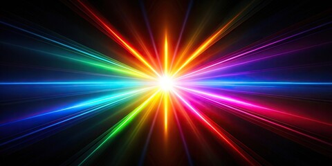 colorful light beam on black background