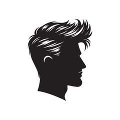 Black Color Man Hairstyle silhouette design Vector Illustration, Solid White Background 53.eps