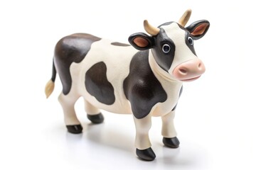 Plasticine cow sculpture in mid-air