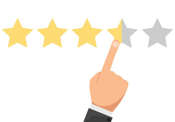 5 stelle selezione con dito e mano indica indice trasparente fondo isolato  mezzo