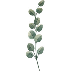 Watercolor Green Leaves and Flowers Clipart – Hand-Painted Botanical Florals and Foliage Elements for Wedding Invitations