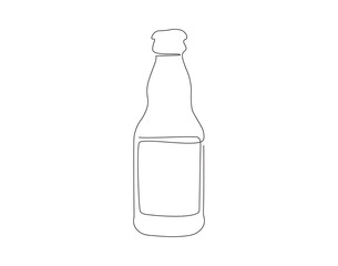 Continuous one line drawing of beer bottle. One line drawing illustration of beer bottle. International beer day concept line art. Editable outline