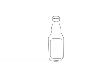 Continuous one line drawing of beer bottle. One line drawing illustration of beer bottle. International beer day concept line art. Editable outline
