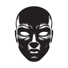 Face Mask silhouette vector  black color white background 