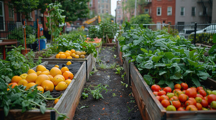 Lush Community Garden Blossoming Amidst Urban Food Desert