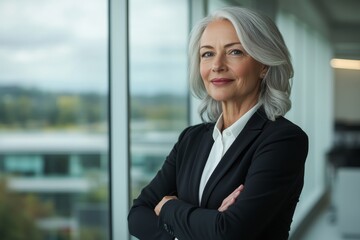 Elegant Businesswoman Portrait in Soft Light by Large Window, Confidence and Authority Concept for Professional Branding