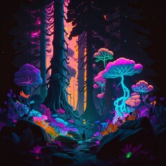 Obraz premium Neon-infused otherworldly landscape