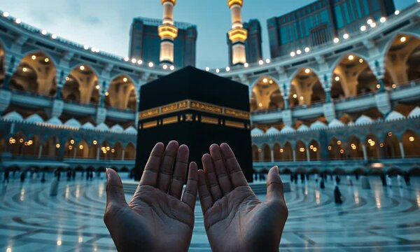 Raised Hands Before the Kaaba in Mecca