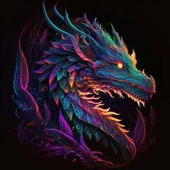 Vibrant neon dragon artistry