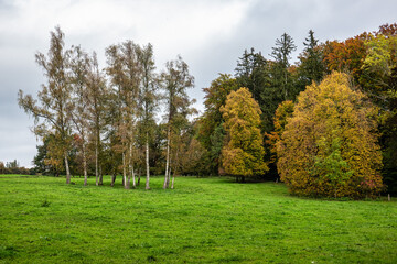 Autumn view at Bernrieder Park on Lake Starnberg, Bavaria, Upper Bavaria, Germany