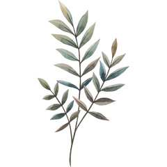 Watercolor Green Leaves and Flowers Clipart – Hand-Painted Botanical Florals and Foliage Elements for Wedding Invitations