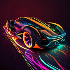 Futuristic neon car design