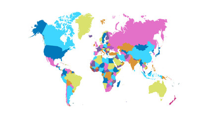 Fototapeta premium World map. Color modern vector map. Silhouette map