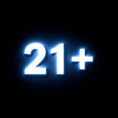 21+ adult only neon sign glowing adult content age limitation icon