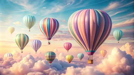 Fototapeta premium Playful and dreamy hot air balloons floating in the sky