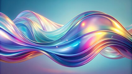 Reflected holographic fluid waves shape floating on light background