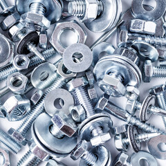 Mixed screws and nails. Industrial background. Home improvement.bolts and nuts.Close-up of various...
