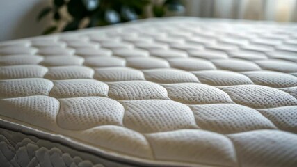 A close-up of a white mattress with a quilted pattern