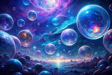 Surreal Urban Exploration of Glowing Bubbles in Space with Ethereal Particles