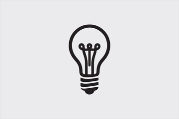 A black line art of a light bulb with a simple design.