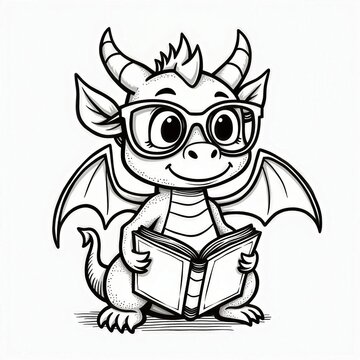 recommend clip art: Cute Dragon Reading Book