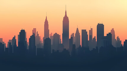 Obraz premium Minimalist city skyline silhouette with the buildings reduced to simple rectangles of varying heights. Minimalist Silhouette. Illustration